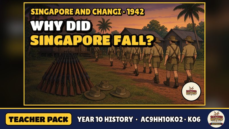 Cover art for the Fall of Singapore and Changi 1942 teacher pack.