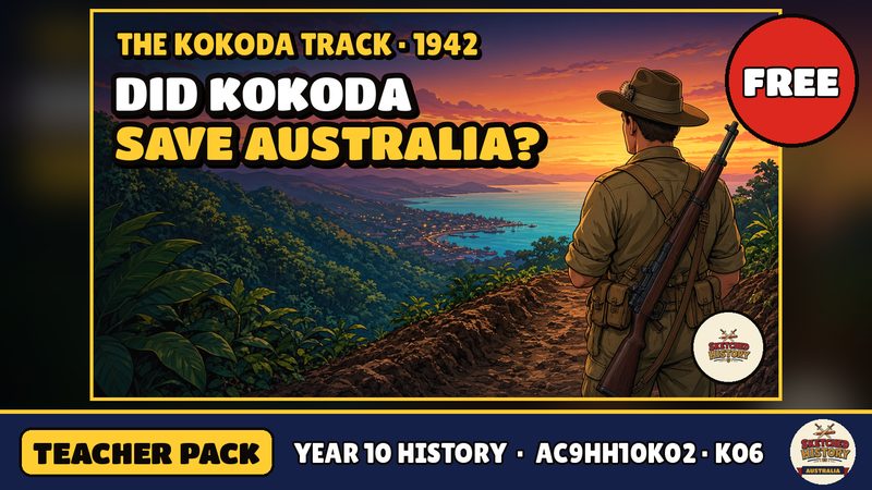Cover art for the free Kokoda Track 1942 teacher pack.